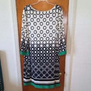 Jessica Howard Long Sleeve Dress - Black, White, and Green